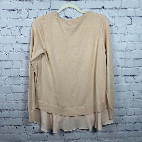 LOFT Light Pink Layered Ruffle Hem Sweater Top - Picture 3 of 5